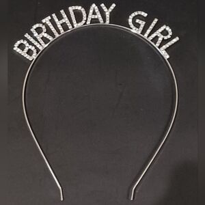 Bling BIRTHDAY GIRL Silver Rhinestone Headband Tiara Dazzling for Happy Birthday